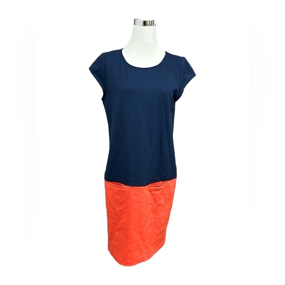 Lord & Taylor Women’s Size Medium Navy/Red Color Block Knee-length Dress Pockets